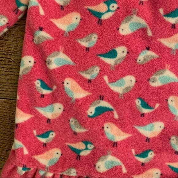 Carter’s baby girl size 12M fleece long sleeve top with birds in pink and blue - Picture 3 of 5